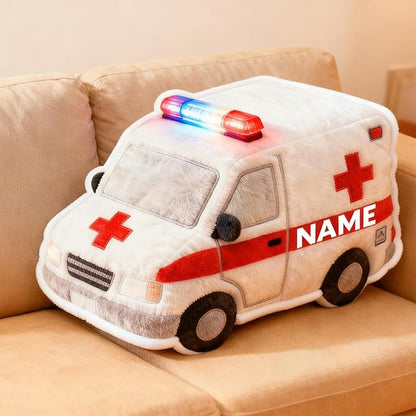 Custom Ambulance Shaped Pillow Personalized Double-Sided Printed Cute Pillow Customized Christmas Party Commemorative Gift Sofa Decorative for Boys and Girls 8-32in