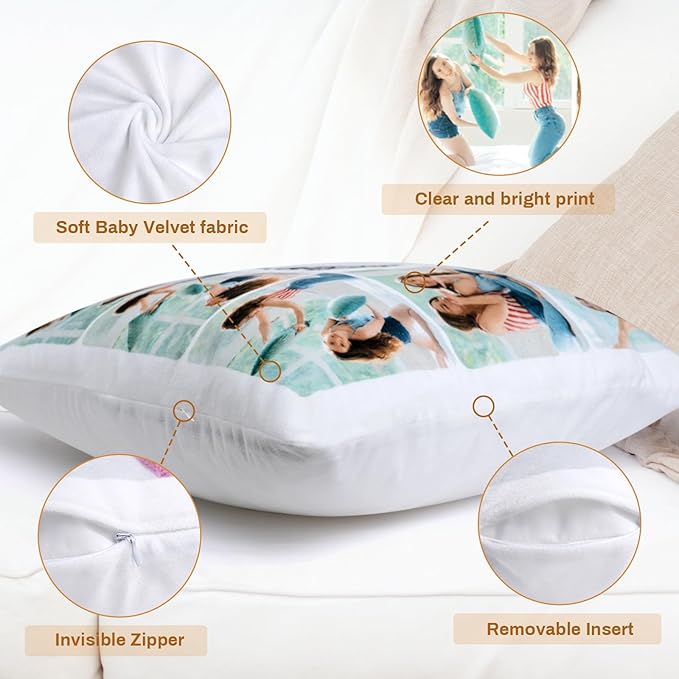 Custom Pillow with Insert, Personalized Throw Pillows with Picture Text - Double-Sided Printing | 5 Sizes & 10 Colors, Customized Pillow Gifts for Mom Grandma, Best Mom Ever Gifts
