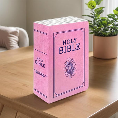 The Holy Bible Pillow Plush- Book Shape, Openable, Cozy Faith Bible Pillow Christian Bible Verse Pillow (Pink)