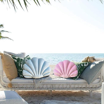 YRXRUS Peach Pink Seashell Pillow, Patio Accent Ocean Series, Ultra Soft Velvet Cushion for Bed, Living, Kids Room 3D Insert 14X11 Inch