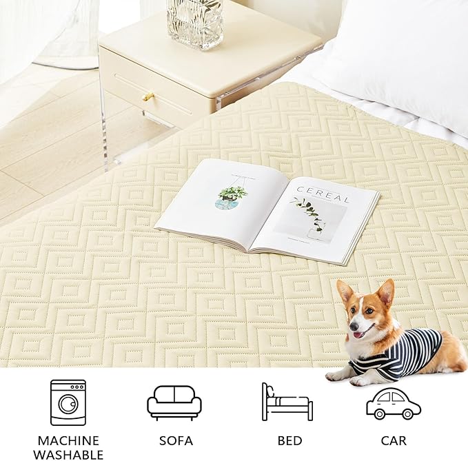 hyha Waterproof Dog Blanket, Soft Dog Bed Cover Pet Blankets, Waterproof Sofa Couch Cover for Dogs Washable, Reversible Pet Couch Covers for Sofa Furniture (82x102 Inch, Beige/Beige)