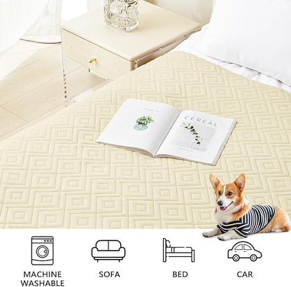 hyha Waterproof Dog Blanket, Soft Dog Bed Cover Pet Blankets, Waterproof Sofa Couch Cover for Dogs Washable, Reversible Pet Couch Covers for Sofa Furniture (82x102 Inch, Beige/Beige)