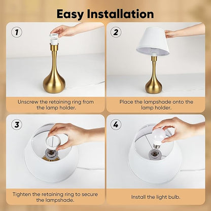 17” Touch Table Lamp for Bedroom Set of 2, 3-Way Dimmable Bedside Lamp for Nightstand, Modern Metal Desk Lamp with Linen Shade for Living Room, Kids Reading, Dorm, Home Office Decor, Bulb Included