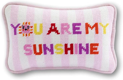 FURBISH Needlepoint Decorative Throw Pillow - Mini Embroidered Accent Pillow for Bed, Chair, Couch, Sofa, Eclectic Home Decor, 5" x 8" - You are My Sunshine