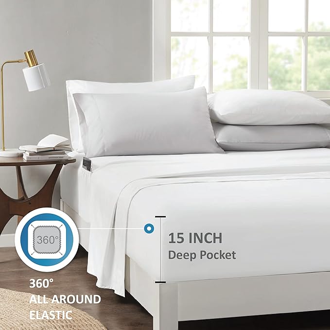 Madison Park Essentials Bed in A Bag - Trendy Casual Design Cozy Comforter with Complete Sheet Set with Side Pocket, All Season Cover, Matching Shams, Queen, Alexis, Leaf Yellow 9 Piece
