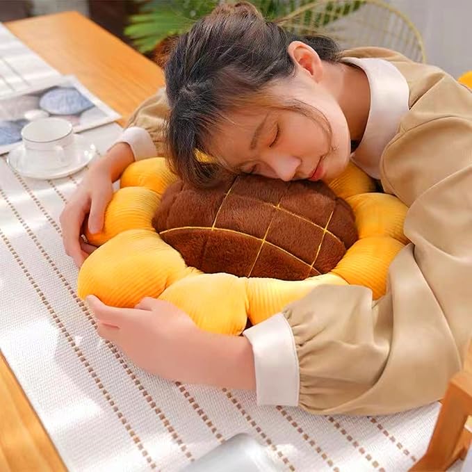 LEVINIS Yellow Sunflower Shape Chair Pads Large Throw Pillows Soft Velvet Decorative Reversible Pillow Cushion Mat for Bed Car Couch Chair Sofa Office 27''