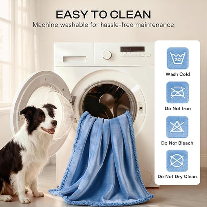 Luciphia Waterproof Pet Blanket, Liquid Pee Proof Dog Blanket for Sofa Bed Couch, Reversible Sherpa Fleece Furniture Protector Cover for Small Medium Large Dogs Cats, Navy Blue Small（40" x 28"）