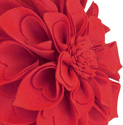 Fennco Styles Handmade 3D Heart-Shaped Petals Flower Decorative Filled Throw Pillow 13" Round - Red Floral Pillow for Couch, Home Décor and Holiday, Housewarming Gift