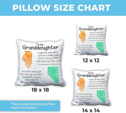 Hyturtle Personalized to My Granddaughter Pillow (Insert Included) Gifts from Grandma - Birthday for Granddaughter - State to State Custom Name Sofa Couch Cushion Home Decor Pillow