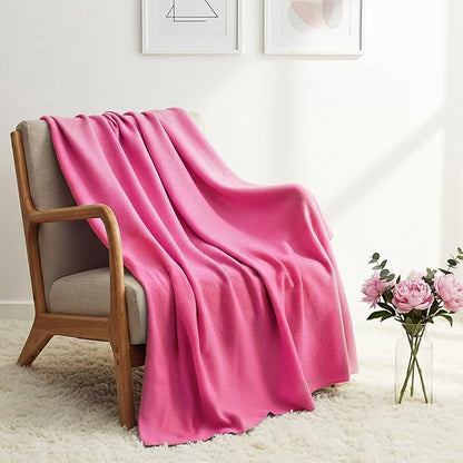Kinlop Fleece Blanket Bulk 60 x 50 Inch Soft Lightweight Fleece Cozy Blanket Warm Throw Plush Pet Throw for Bed Couch Sofa Home Office Wedding Gifts Travel Camping(Azalea Pink)