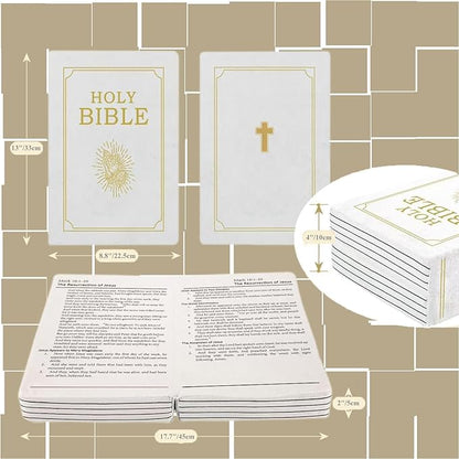 The Holy Bible Pillow Plush- Book Shape, Openable, Cozy Faith Bible Pillow Christian Bible Verse Pillow (White)
