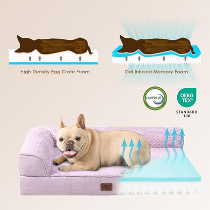 EHEYCIGA XL Dog Bed Memory Foam for Crate, Extra Large Dog Bed Orthopedic with Washable Removable Cover, Waterproof Pet Sofa Couch XLarge Size Dogs, 41x27x6.5, Lilac