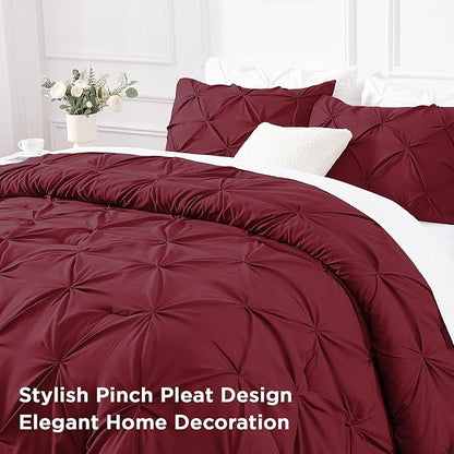 Andency Burgundy Comforter Set Twin XL(68x92Inch), 2 Pieces Comforter for Girls Kids, Soft Microfiber Pinch Pleat Comforter Set, All Season Lightweight Bedding Set