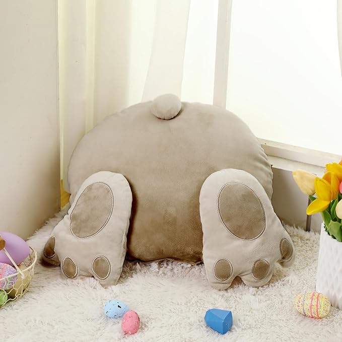 Wenqik Easter Bunny Tail Throw Pillow Rabbit Butt Shaped Decorative Pillow 3D Animal Plush Cushion Cute Hugging Pillow for Spring Easter Gift Bedroom Sofa Couch Living Room Decoration, 14.96''