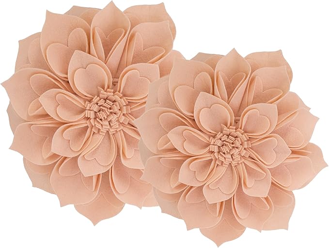 Fennco Styles Handmade 3D Heart-Shaped Petals Flower Decorative Filled Throw Pillow 13" Round - Rose Floral Pillow for Couch, Home Décor and Holiday, Housewarming Gift