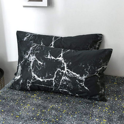 CLOTHKNOW Black White King Size Comforter Set Marble Bedding Comforter Sets All Season Black Comforter Abstract Comforter with 2 x Pillow Cases