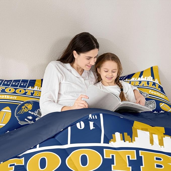 Feelyou Football Bedding Set Women Men Full Size Rugby Sports Comforter Set Sports Themed Boys Girls Football City Duvet Quilt Bedroom Decor