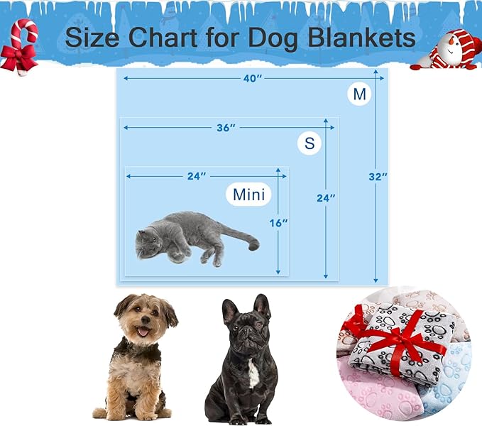 Stuffed 3pcs Premium Soft Dog Blankets for Small Dogs, Cat Blanket Calming Washable for Bed Couch Crate Protection Cover, Dog Puppy Kitten Essentials Christmas Dog Gifts, 24 * 32 inche, Blue