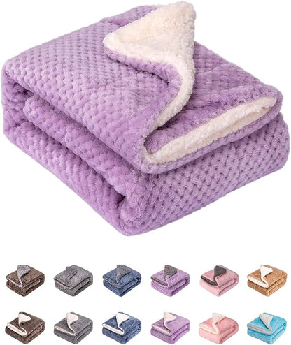 Fuzzy Pet Blanket, Warm and Soft Plush Fleece for Dog or Cat Bed, Couch, Sofa, Travel, Outdoor, Camping (32" x 40", DW-Lavender)