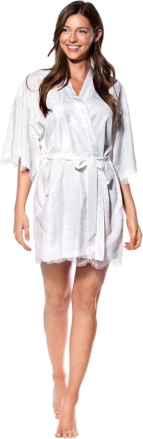 Turquaz Women's Bride Bridesmaids Silky Robe Satin Kimono Robes for Women Lingerie