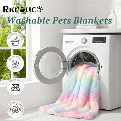 Pets Bed Blanket Dogs Reversible Soft Dog Throw Blankets Cats Mat Sleeper Fuzzy Pet Couch Covers Washable Cat Puppy Cover for Beds Sofa Travel Double Sided Furniture Protection (Colorful Pink,L)
