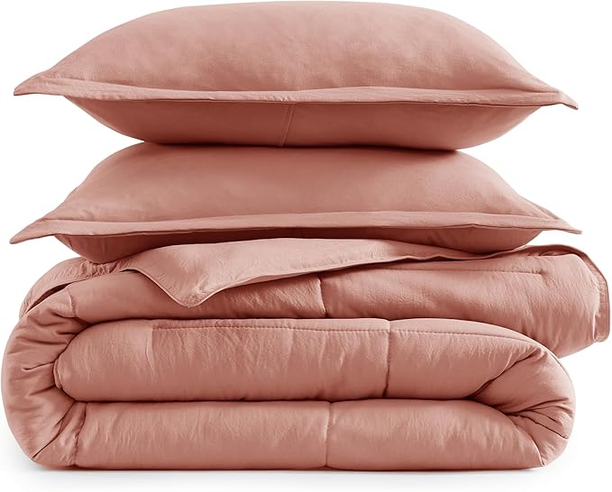 Casa Platino Pre-Washed Queen Comforter Set - Duvet Insert Queen Size - Ultra Soft & Cozy Fade Resistant Comforter Queen Size - Hydro-Brushed Cozy 100% Microfiber Queen Bed Comforter Set- Rose Dawn