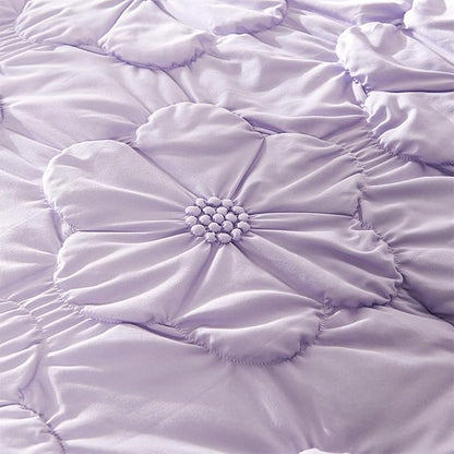 Cmfshape Lavender Pinch Pleat Comforter Set King Size-7 Pieces Bedding Comforter Bed in A Bag-Lightweight Microfiber Bedding Set with Comforter,Fitted Sheet,Flat Sheet and Pillow Shams-104 x90