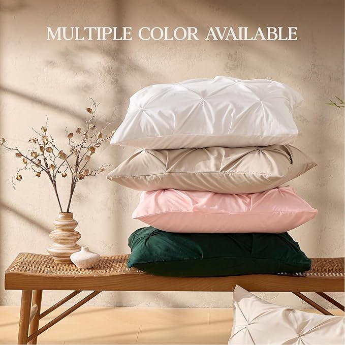 Andency Wheat Comforter Queen Size(90x90Inch), 3 Pieces Lightweight Pinch Pleat Comforter Sets for Queen Bed, Soft Microfiber Bedding Comforter Set(1 Pintuck Comforter and 2 Pillowcases)