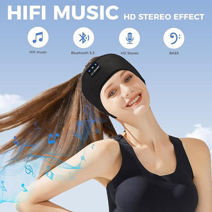 LC-dolida Sleep Headphones Headband Bluetooth 5.4, Sports Headband Earphones Wireless with Speaker Microphone USB C for Women Sleeping Gift Workout Jogging Yoga Insomnia Travel Meditation