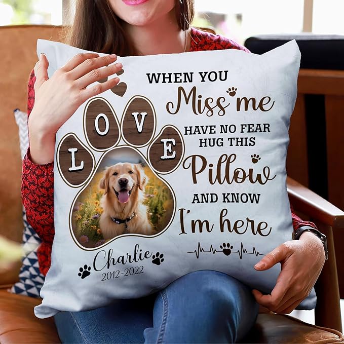 Personalized Pet Photo Memorial Throw Pillow (Insert Included), Loss Of Dog Sympathy Gift, Pet Pillows Photo, Dog Memorial Gift For Loss Of Dog, Dog Pillows, Throw Pillow Cover, Photo Pillow