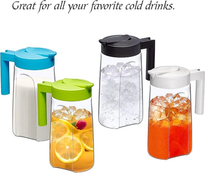 Amazing Abby - Slim Mini - Tritan Pitcher (48 oz), Unbreakable Plastic Water Pitcher with Lid, BPA-Free, Heat-Resistant, Dishwasher-Safe, Great for Iced and Hot Drinks, Indoors and Outdoors, Black