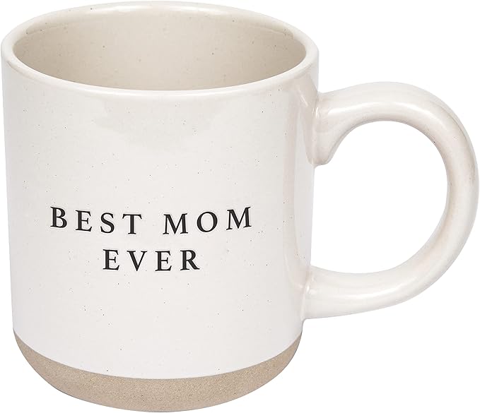 Sweet Water Decor Best Mom Ever Stoneware Coffee Mugs - 14Oz Cute Coffee Mugs for Hot and Cold Drinks - Dishwasher and Microwave Safe - Mothers Day Gift - Ideal for Tea & Espresso