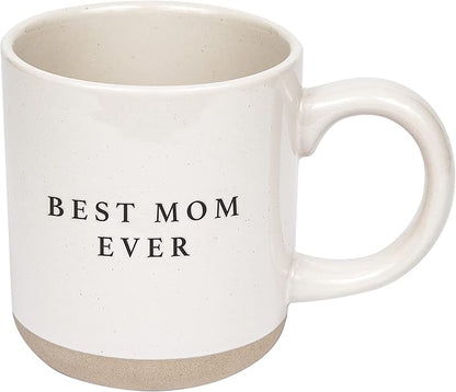 Sweet Water Decor Best Mom Ever Stoneware Coffee Mugs - 14Oz Cute Coffee Mugs for Hot and Cold Drinks - Dishwasher and Microwave Safe - Mothers Day Gift - Ideal for Tea & Espresso
