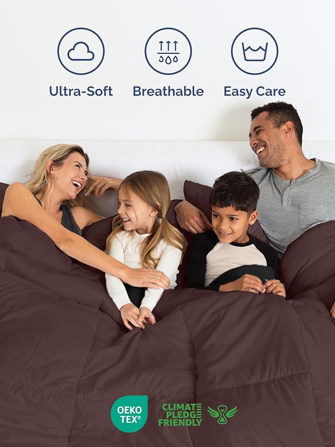 Twin XL Comforter Set - 5 Piece Bed in a Bag Twin XL Size Bed Set - Down Alternative Comforter, Flat Sheet, Fitted Sheet, Pillowcase & Sham for All Seasons - Soft, Comfy and Breathable - Brown/Beige