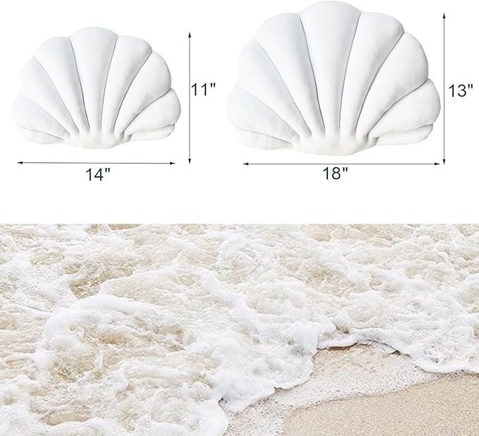 YRXRUS Seashell Pillow, White Shell Shaped Pillow, Outdoor Indoor Room Decor, Ocean Series Velvet Pillows, Throw Pillows for Patio, Bedroom Living Kids Room 3D Insert Pillow 18x13 Inch