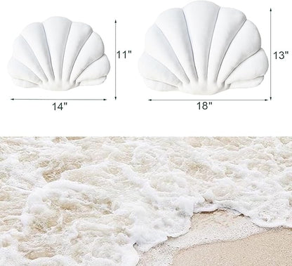 YRXRUS Seashell Pillow, White Shell Shaped Pillow, Outdoor Indoor Room Decor, Ocean Series Velvet Pillows, Throw Pillows for Patio, Bedroom Living Kids Room 3D Insert Pillow 18x13 Inch