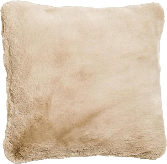 UnHide Squish - Faux Fur Pillow - Extra Soft Throw Pillow - Square Shaped Pillow, Polyester Fill - Machine Washable - Perfect for Living Room, Bedroom, or Guest Room - 20” x 20” - Beige Bear