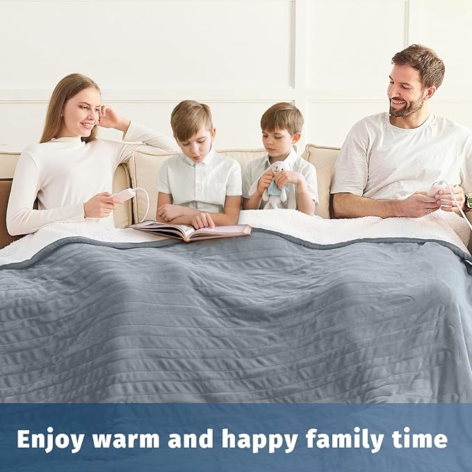 Heated Electric Blanket King Size - 90" x 100" Heating Blanket with Dual Control, 10 Heating Levels & 8 Hours Auto Off, Soft Warm Blanket, Christmas Birthday Gifts for Senior Grandma