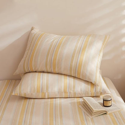 HighBuy Bohemian Full Comforter Set Yellow Striped Bedding Full Farmhouse Geometric Comforter Set Full,Multi Color Stripes Pattern Bedding Set 3 Piece,1 Striped Comforter 2 Pillowcases