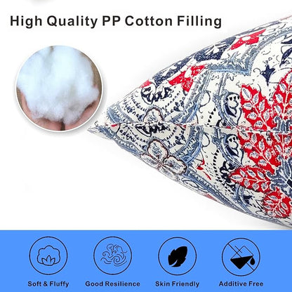 JMGBird Water-Resistant Outdoor Pillows Set of 2, 18x18 inch Durable White with Red Mandala Flower Throw Pillows with Inserts for Patio Furniture