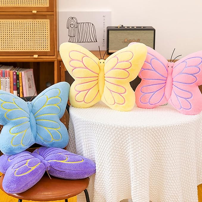 PEACH CAT Butterfly Pillow Decorative Butterfly Shaped Throw Pillows 16" x 12" Soft Plush Cushion Decor for Bedroom Living Room Couch Sofa Blue