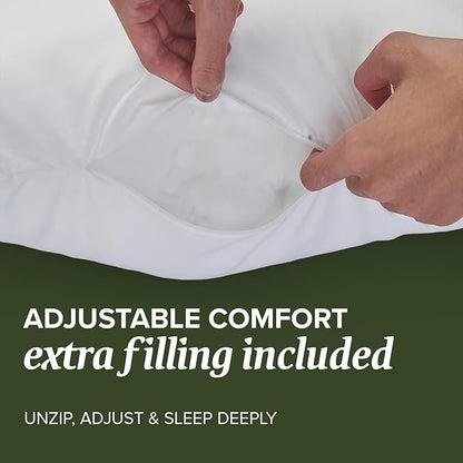 Beckham Hotel Collection Summer Sanctuary King Pillow - Cooling Qmax Adjustable Down Alternative Pillow w/Extra Fill, Ideal for Side Back Stomach Sleepers