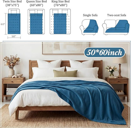 Buryeah 10 Pcs Fleece Blanket Bulk Soft Warm Blankets Cozy Fleece Lightweight Throw Blankets Plush Pet Throw Blanket for Home Bed Sofa Office Wedding Gifts Travel(50" X 60",Foggy Blue)