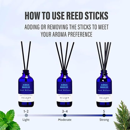 Reed Diffuser Set, Aqua Breeze Scented Oil Diffuser with Sticks, Long-Lasting Home Fragrance Reed Diffusers for Bathroom Office Shelf, Room Fresheners 3.7 Oz