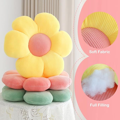 Six Petal Flower Pillow,Soft Daisy Shaped Throw Pillows Cushion Seating for Home Decorative Cute Daisy Throw Pillow for Bed Sofa Couch (Dark Pink,15.7'')