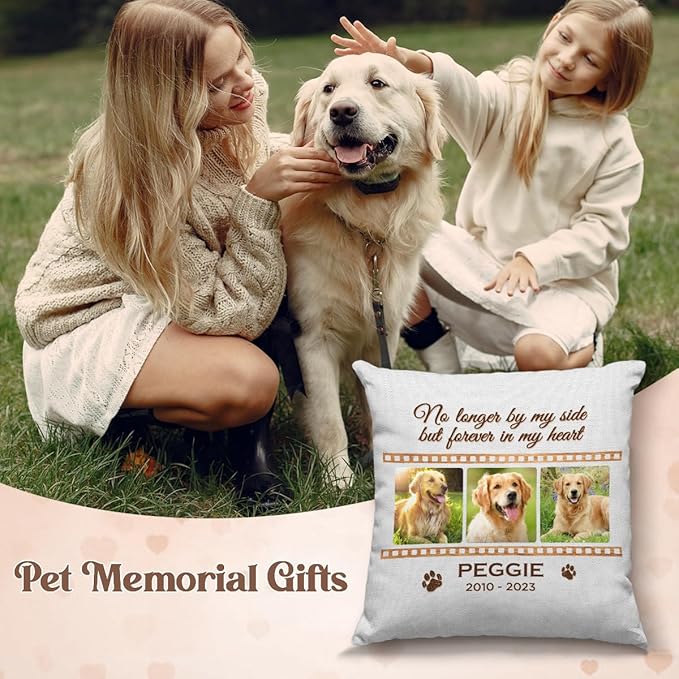 Pawfect House Dog Memorial Gifts for Loss of Dog, Personalized Pet Throw Pillow Covers (Insert Included), Forever in My Heart, Pet Memorial Gifts for Dogs, Custom Photo Pillow for Loss of Cat