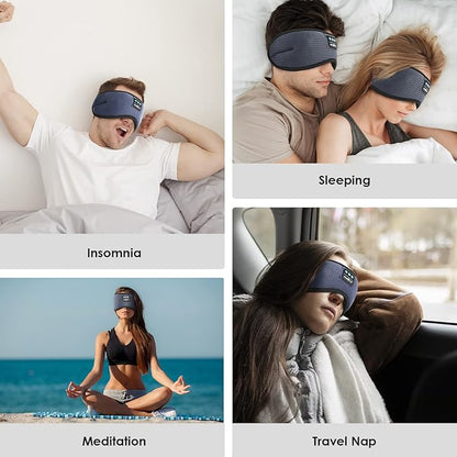 MUSICOZY Sleep Headphones Bluetooth 5.4 Headband Sleeping Eye Mask for Mom Women Men Wireless Music Earbuds Earphones for Side Sleepers Built-in HD Speakers Cool Gadgets Unique Gifts (Light Gray)