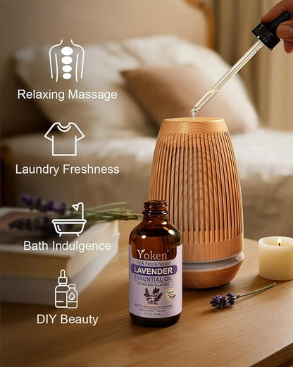 Lavender Essential Oil, 4 Fl Oz, 100% Pure and Natural, Premium Grade Lavender Oils with Glass Dropper for Diffusers, Aromatherapy, Candle & Soap Making, Massage