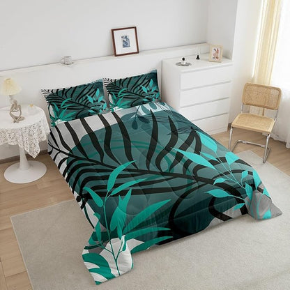 Erosebridal Aesthetic Minimalist Comforter King Blackish Green Grey Bedding Set, Modern Mid Century Down Comforter Abstract Artwork Bed Set, Quilted Duvet with 2 Pillowcase