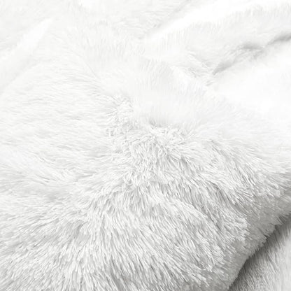 Lush Decor Emma Soft Fluffy Faux Fur Oversized Duvet Cover Set, King, White - Warm Plush 3 Piece Bedding Set
